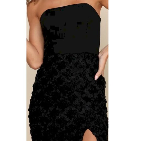 Lulu's Elegant Black Strapless Gown - Picture 3 of 7